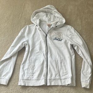 Mossimo Supply Co White Bomber Jacket with Ribbed Cuffs